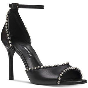 Nine West Jellint women’s open toe sandals heels 7.5 M Black *NEW IN BOX NIB*